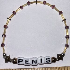 Pen15 Beaded Stretch Bracelet Brown Y2K Handcrafted Adult Humor Gag Gift Jewelry